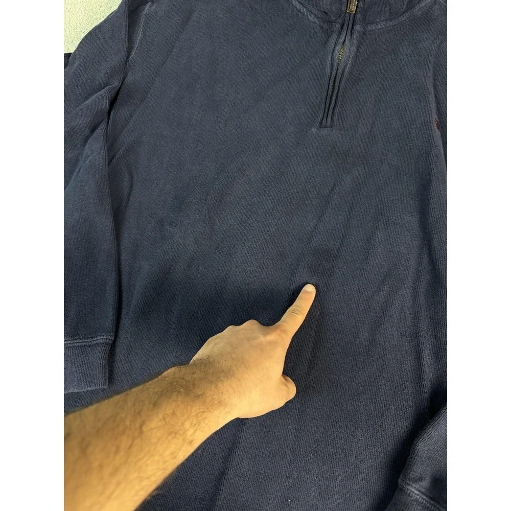 Polo‎ By Ralph Lauren Sweater Mens 2XLT Blue Quarter Zip Mock Neck Knit Pullover